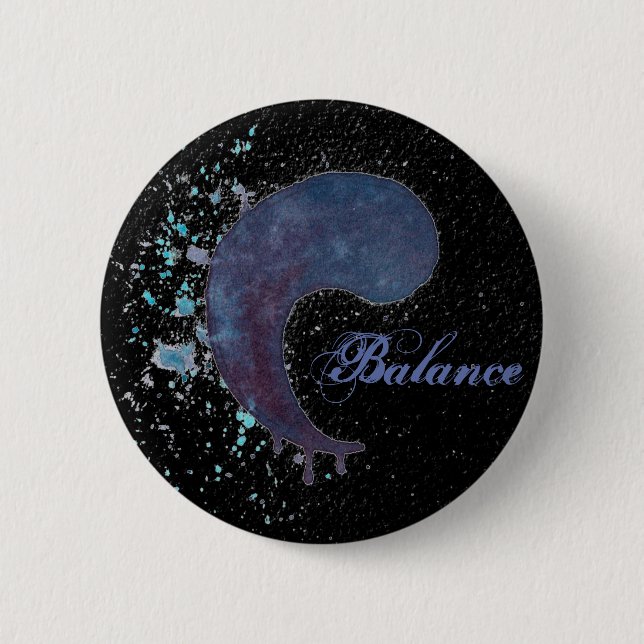 Aquarell Yin Yang - Balance Button (Vorderseite)