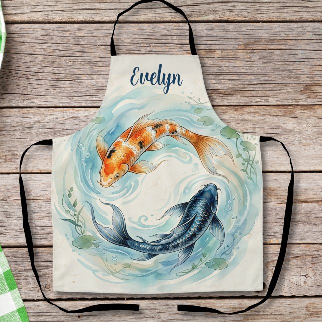 Aquarell Yin Yang Koi Fisch Schürze (Von Creator hochgeladen)