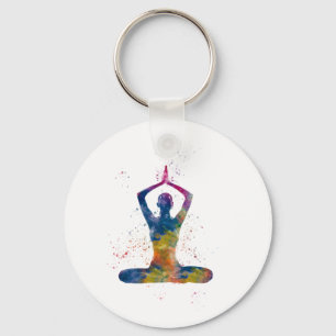 Aquarell-Yoga Schlüsselanhänger