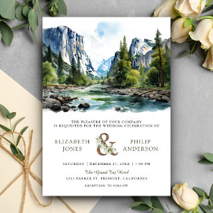 Aquarell Yosemite National Park QR Code Hochzeit Einladung