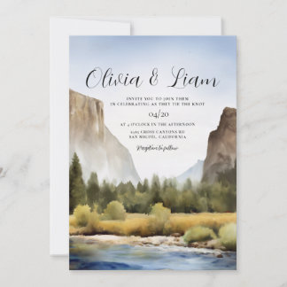 Aquarell Yosemite National Park Skyline Hochzeit Einladung