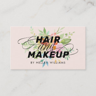 Aquarell zarte Blumenstrauß Haare & Make-up Visitenkarte