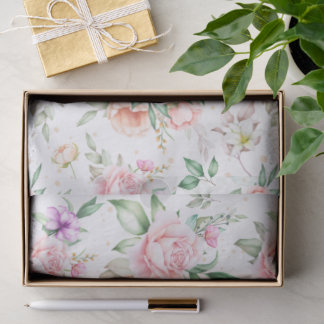 Aquarell Zarte Rosa Rose & Pfingstrose Floral Seidenpapier