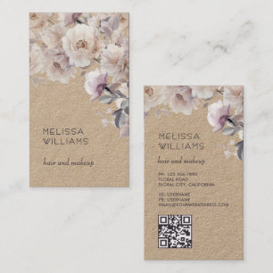 Aquarell Zarte Rosen Qr Code Rustikal Visitenkarte