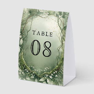 Aquarell-Zauberwald-Hochzeitstisch-Nummer Tischaufsteller