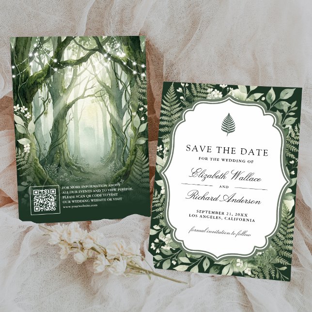Aquarell-Zauberwald-QR-Code-Hochzeit Save The Date (Von Creator hochgeladen)