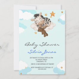 Aquarell zebra Dschungel Tier Babydusche Junge Einladung
