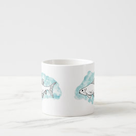 Aquarell Zeichnend Minenfisch Espressotasse