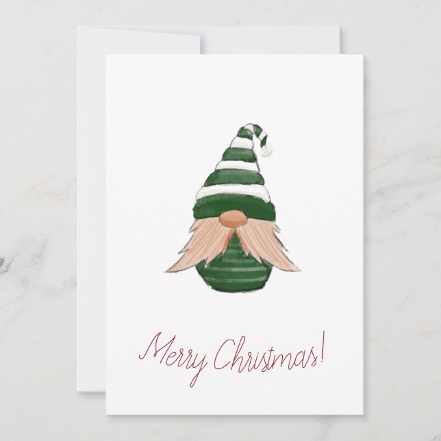 Aquarell zeichnend Weihnachtsgnom Feiertagskarte (Vorderseite)