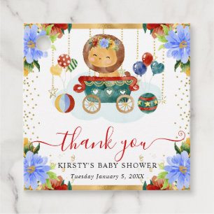 Aquarell-Zirkus-Löwe-Zug-Blumen-Baby-Party Geschenkanhänger