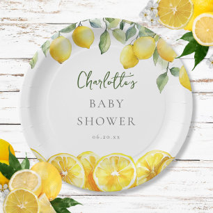 Aquarell-Zitrone Citrus-Baby-Party Pappteller
