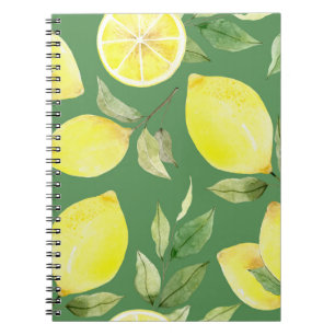 Aquarell-Zitrone, Frucht-Tapetenmuster. Notizblock