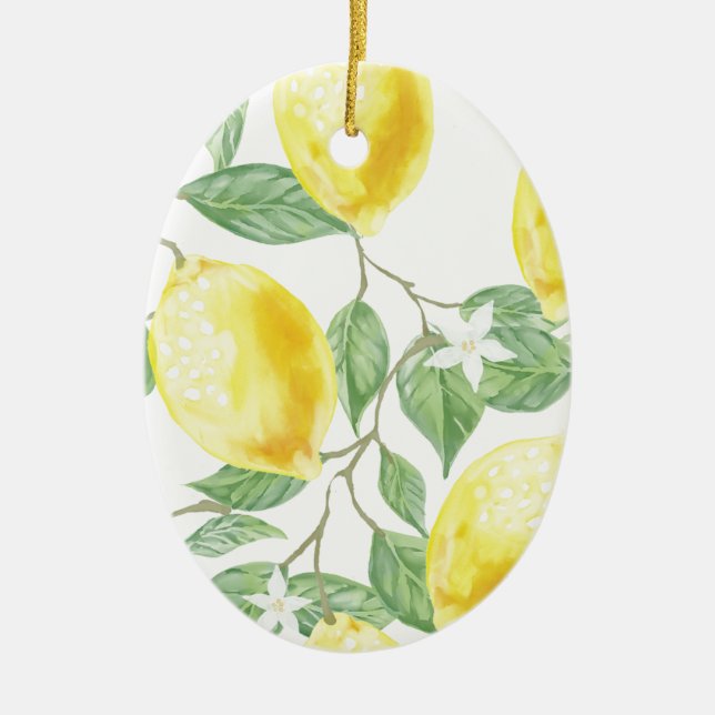 Aquarell-Zitrone Keramikornament (Vorne)