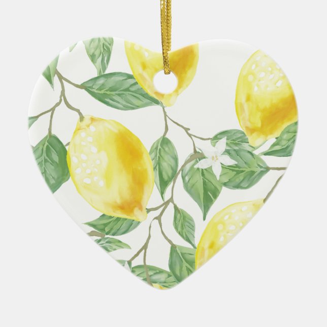 Aquarell-Zitrone Keramikornament (Vorne)