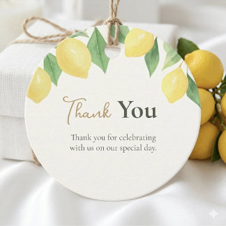 Aquarell Zitrone Limette Grün Danke Hochzeit Geschenkanhänger