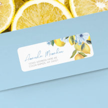 Aquarell-Zitrone- und Blumeneinladungs-Etiketten