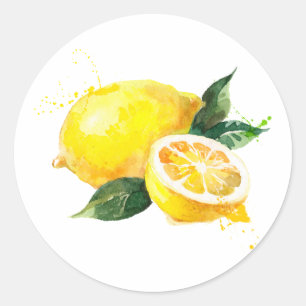 Aquarell-Zitronen-Aufkleber Runder Aufkleber