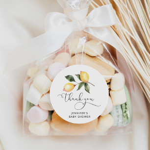 Aquarell-Zitronen-Baby-Shower-Mitgebsel Runder Aufkleber
