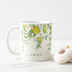 Aquarell-Zitronen-Blumen-Kaffeetasse Kaffeetasse