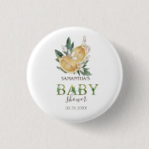 Aquarell-Zitronen Botanische Babyparty Button