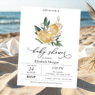 Aquarell-Zitronen Botanische Babyparty Einladung