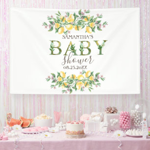 Aquarell-Zitronen Botanische Blumen Babyparty Banner