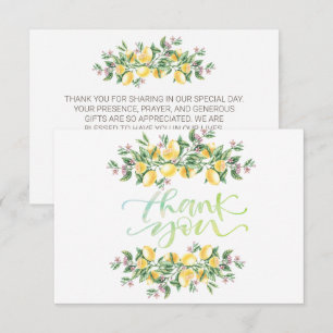 Aquarell-Zitronen Botanische Blumen Danke Karte