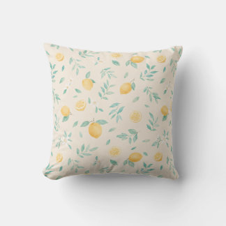 Aquarell-Zitronen-Küchen-Esszimmer-Illustration Kissen