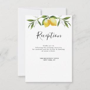 Aquarell-Zitronen-Laub-Hochzeitsempfangskarte RSVP Karte