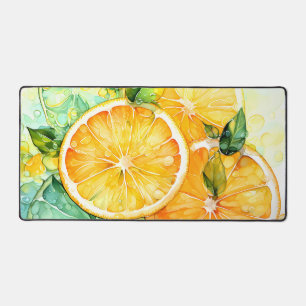 Aquarell-Zitronen-Orange-Lime-Botanik-Küche Schreibtischunterlage