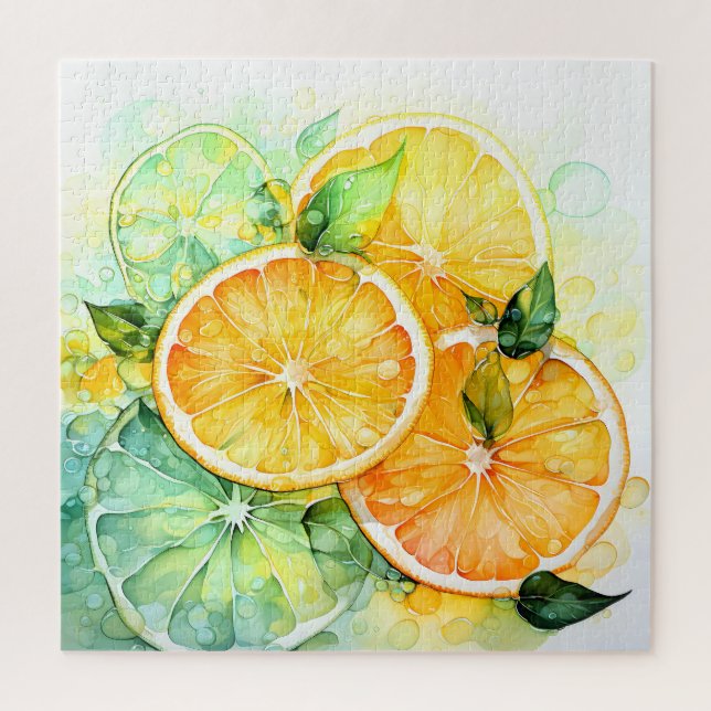 Aquarell-Zitronen-Orange-Lime-Botanikküche (Vertikal)
