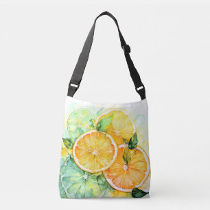 Aquarell-Zitronen-Orange-Lime-Botanikküche Tragetaschen Mit Langen Trägern