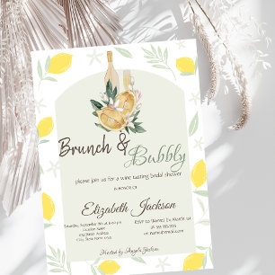 Aquarell-Zitronen-Rahmen-Brunch & Sekt Einladung