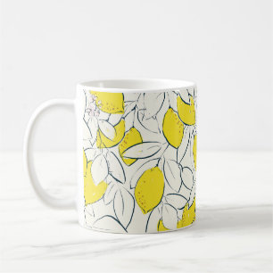 Aquarell-Zitronen-Zitrus-Nahtloses Muster Kaffeetasse