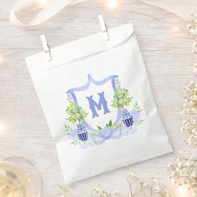 Aquarell-Zitronenbaum-Monogrammwappen Geschenktütchen (Ausgeschnitten)