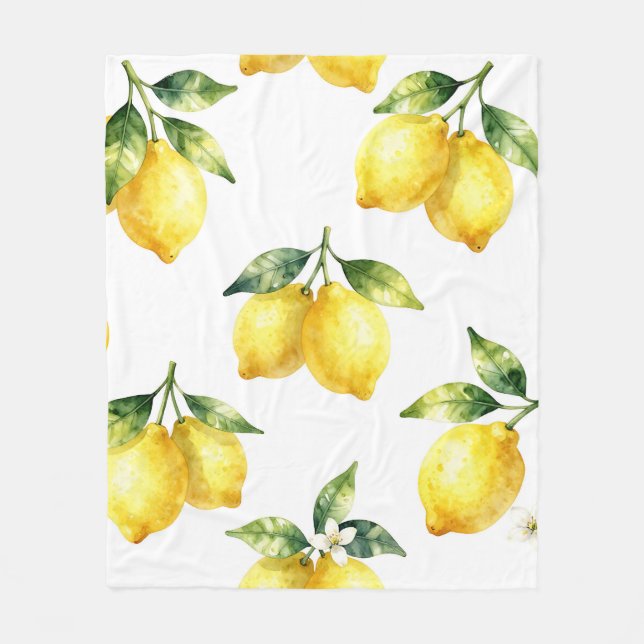 Aquarell-Zitronenmuster Fleecedecke (Vorderseite)