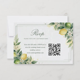 Aquarell-Zitrus-Grüne-Zitrone-Hochzeit-QR-RSVP RSVP Karte