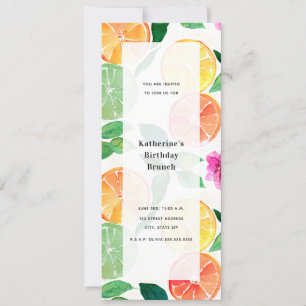 Aquarell-Zitrus-Limonen-Limetten-Blumen-Party Einladung