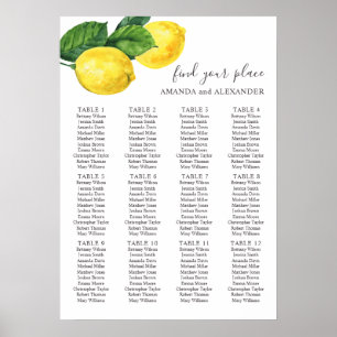 Aquarell-Zitrus-Limonien-Hochzeits-Sitzplan Poster