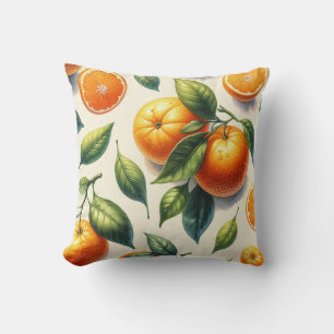 Aquarell-Zitrus-Orangen-Blätter-Hochzeit Kissen