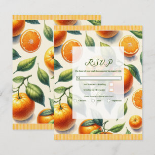 Aquarell-Zitrus-Orangen-Blätter Hochzeit-RSVP Einladung
