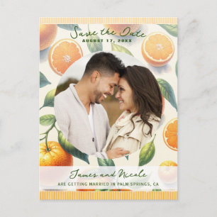 Aquarell-Zitrus-Orangenblätter Save-the-Date Ankündigungspostkarte
