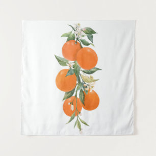 Aquarell-Zitrusfrüchte Orange Zitrone Wandteppich
