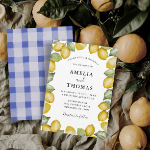 Aquarell Zitrusgelbe Zitronen Hochzeit Einladung