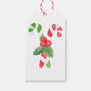 Aquarell-Zuckerstange-Weihnachten Geschenkanhänger