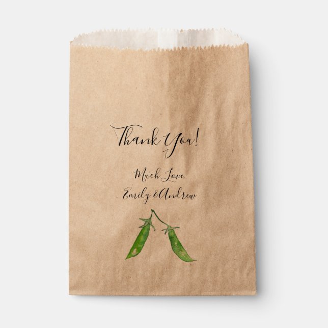 Aquarell Zwei Erbsen in einem Pod-Gastgeschenk Hoc Geschenktütchen (Vorderseite)