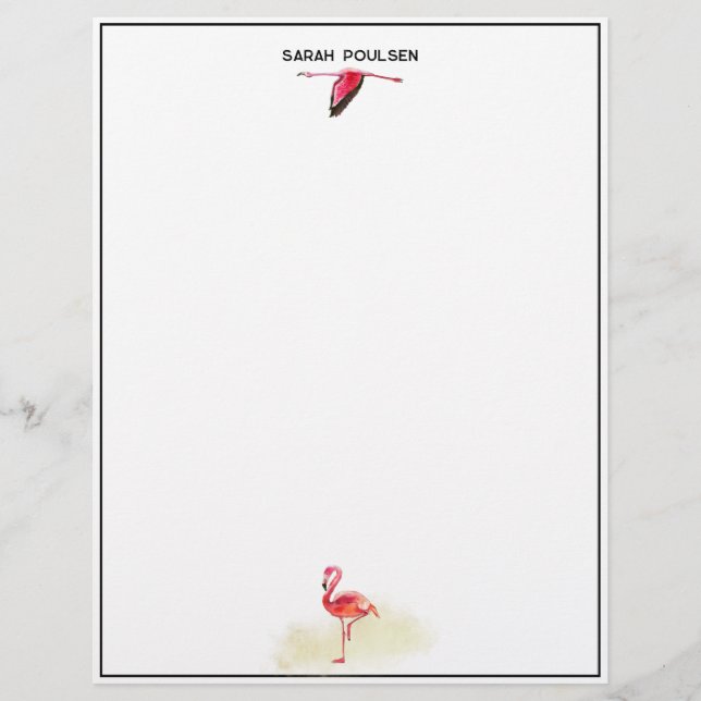 Aquarell Zwei Flamingos Briefbogen (Vorderseite)