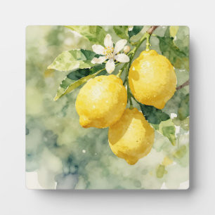 Aquarell-Zweig mit Zitronen Botanische Sommerdarst Fotoplatte