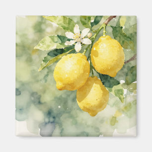 Aquarell-Zweig mit Zitronen Botanische Sommerdarst Magnet