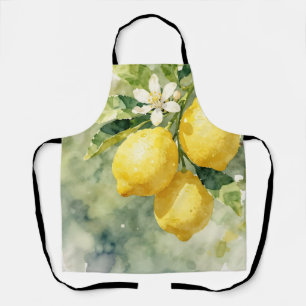 Aquarell-Zweig mit Zitronen Botanische Sommerdarst Schürze